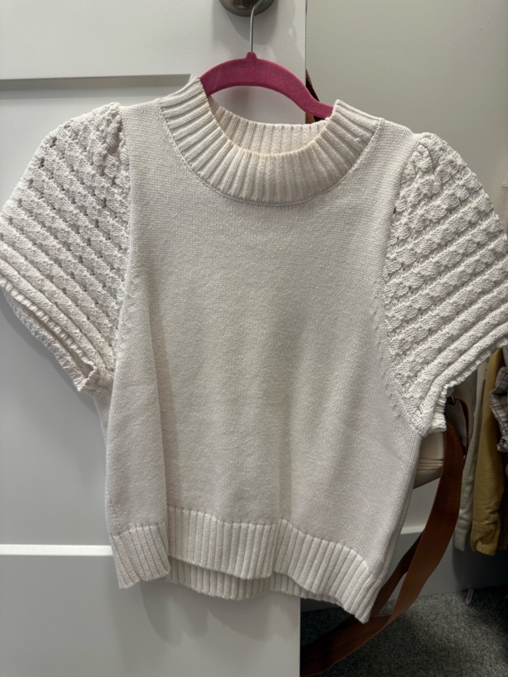 Sugarlips Cream Ribbed Crewneck Sweater